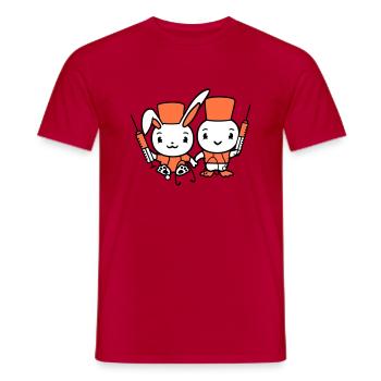 Bunny Bird Chick Doctor Seringue Équipe 2 Amis Équipage - T-shirt homme - rouge - Devant - AI Model Male 178 dark (178cm)
