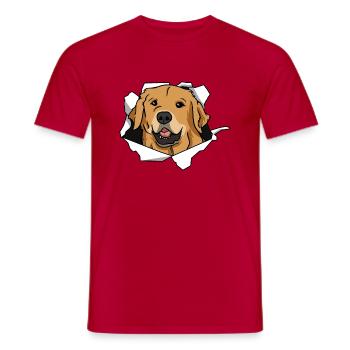Golden Retriever Hond Crack Lieve Hond - Heren T-shirt - rood - Voor - AI Model Male 178 dark (178cm)