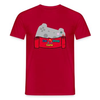 Eat Sleep Game and Repeat - Rot/Grau/Bunt - Männer T-Shirt - Rot - Vorne - AI Model Male 178 dark (178cm)