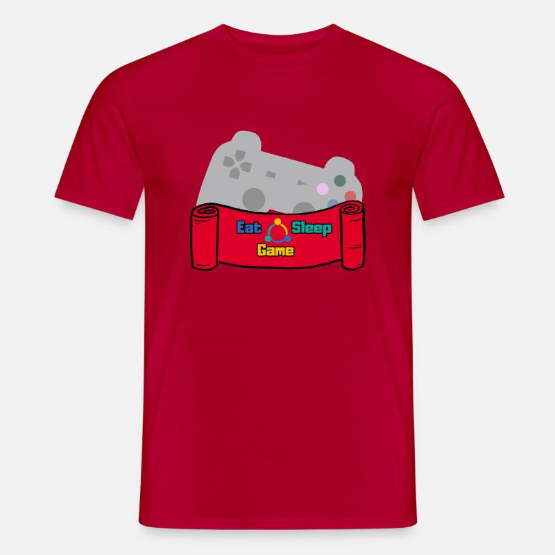 Eat Sleep Game and Repeat - Rot/Grau/Bunt - Männer T-Shirt - Rot