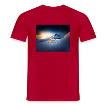 hugadino Dinos im Schnee, süßer Dinosaurier, Liebe - Männer T-Shirt - Rot - Vorne - AI Model Male 178 dark (178cm)