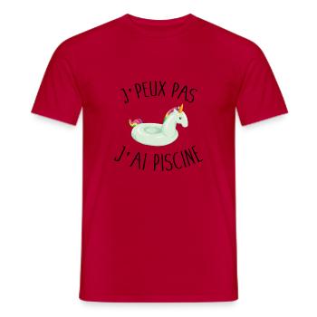 Je peux pas j'ai piscine - T-shirt homme - rouge - Devant - AI Model Male 178 dark (178cm)