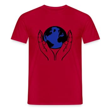 monde dans les mains - T-shirt homme - rouge - Devant - AI Model Male 178 dark (178cm)