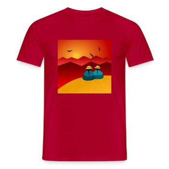 Zwei Frauen, die den Horizont betrachten - Männer T-Shirt - Rot - Vorne - AI Model Male 178 dark (178cm)