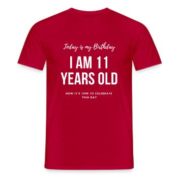 11.Anniversaire T-shirt 11 ans cadeaux pour 11ter - T-shirt homme - rouge - Devant - AI Model Male 178 dark (178cm)