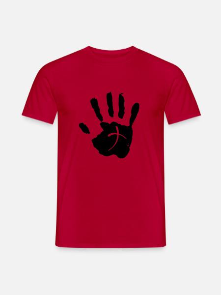Hand mit Kreuz - Männer T-Shirt - Rot