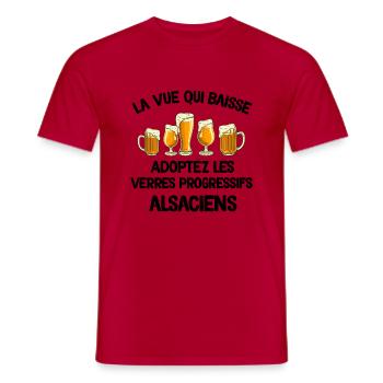 La vue qui baisse adoptez les verres progressif - T-shirt homme - rouge - Devant - AI Model Male 178 dark (178cm)