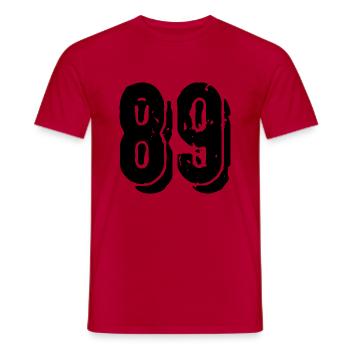 89 number jersey - Men's T-Shirt - red - Front - AI Model Male 178 dark (178cm)