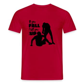 Si tu tombes, je te relève (Anglais) - Ecc/4:10 - T-shirt homme - rouge - Devant - AI Model Male 178 dark (178cm)