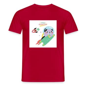 Chaton de l’espace. - T-shirt homme - rouge - Devant - AI Model Male 178 dark (178cm)