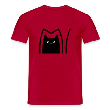 Katze_Comic_Style - Männer T-Shirt - Rot - Vorne - AI Model Male 178 dark (178cm)