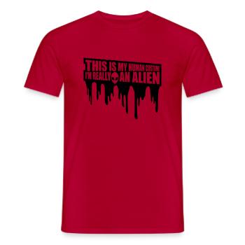 human costume alien Zitat - Männer T-Shirt - Rot - Vorne - AI Model Male 178 dark (178cm)