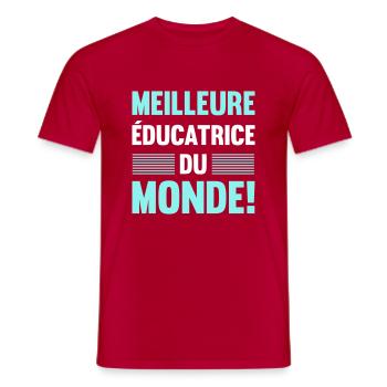 MEILLEURE ÉDUCATRICE DU MONDE - T-shirt homme - rouge - Devant - AI Model Male 178 dark (178cm)