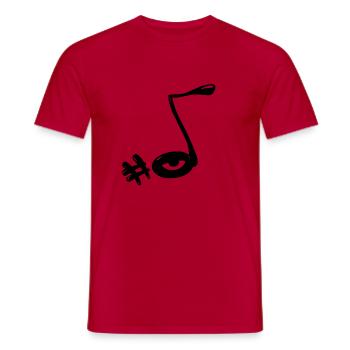Note de musique avec oeil - T-shirt homme - rouge - Devant - AI Model Male 178 dark (178cm)