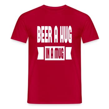 Beer A Hug In A Mug - Männer T-Shirt - Rot - Vorne - AI Model Male 178 dark (178cm)