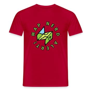 map nerd alert - Men's T-Shirt - red - Front - AI Model Male 178 dark (178cm)