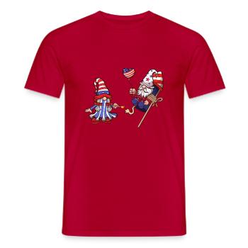 Männlicher und weiblicher Gnom des 4. Juli - Männer T-Shirt - Rot - Vorne - AI Model Male 178 dark (178cm)