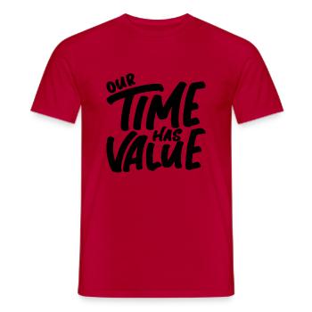 Our Time Has Value - Men's T-Shirt - red - Front - AI Model Male 178 dark (178cm)