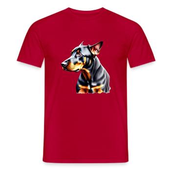 Doberman dog Doberman trainer Doberman puppy - Men's T-Shirt - red - Front - AI Model Male 178 dark (178cm)