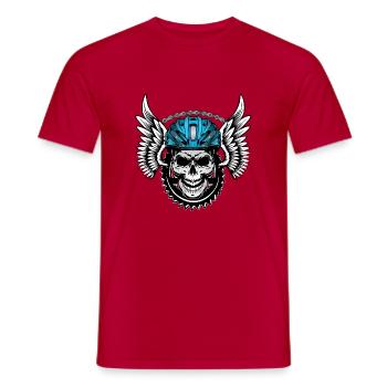 Skull bike helmet - Skull with cycling helmet - Men's T-Shirt - red - Front - AI Model Male 178 dark (178cm)