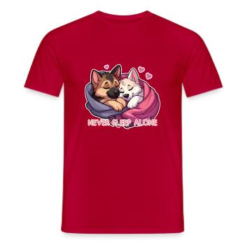 Schlafende Schäferhunde - Never Sleep Alone - Männer T-Shirt - Rot - Vorne - AI Model Male 178 dark (178cm)