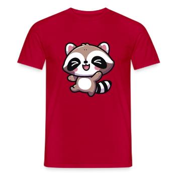 Niedlicher Kawaii Glücklicher Waschbär - Männer T-Shirt - Rot - Vorne - AI Model Male 178 dark (178cm)