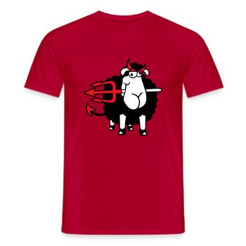 Mouton Diable Satan Enfer Mal Trident Cornes Cool - T-shirt homme - rouge - Devant - AI Model Male 178 dark (178cm)