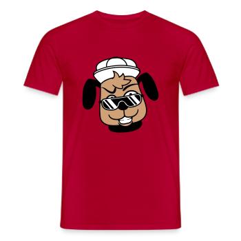 DJ Hund Sonnenbrille Teenager Mütze Cappy Cool Guy - Männer T-Shirt - Rot - Vorne - AI Model Male 178 dark (178cm)