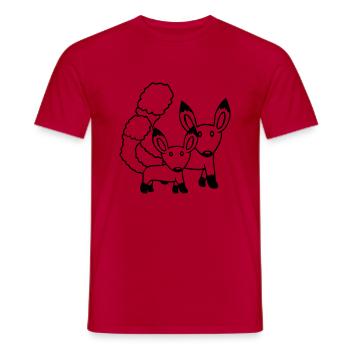 2 Foxes Mother Red Fox Little Child Father Mom - Men's T-Shirt - red - Front - AI Model Male 178 dark (178cm)