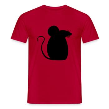 Mouse Mouse Cute Little Rat Rodent Silhouette - Men's T-Shirt - red - Front - AI Model Male 178 dark (178cm)