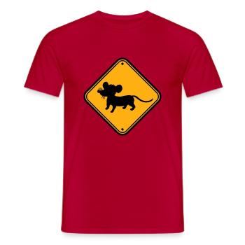 Evil Mouse Shield Warning Caution Caution Danger - Men's T-Shirt - red - Front - AI Model Male 178 dark (178cm)