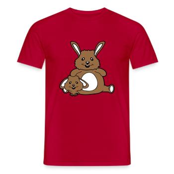 2 Lapins Enfant Papa Maman Doux Deux Gros Petit Gras - T-shirt homme - rouge - Devant - AI Model Male 178 dark (178cm)