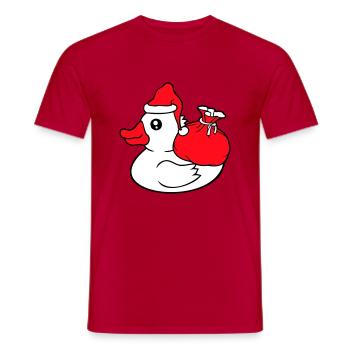 Chapeau de sac de canard Père Noël Noël Avent - T-shirt homme - rouge - Devant - AI Model Male 178 dark (178cm)