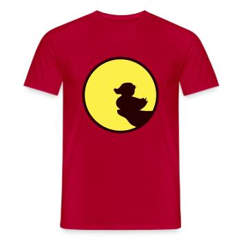 Ente sitzt Mond nachts Klippe Werwolf heulen Wolf - Männer T-Shirt - Rot - Vorne - AI Model Male 178 dark (178cm)