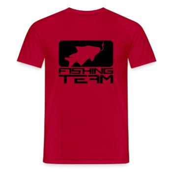 black fishing team sport logo caught fish ang - Men's T-Shirt - red - Front - AI Model Male 178 dark (178cm)