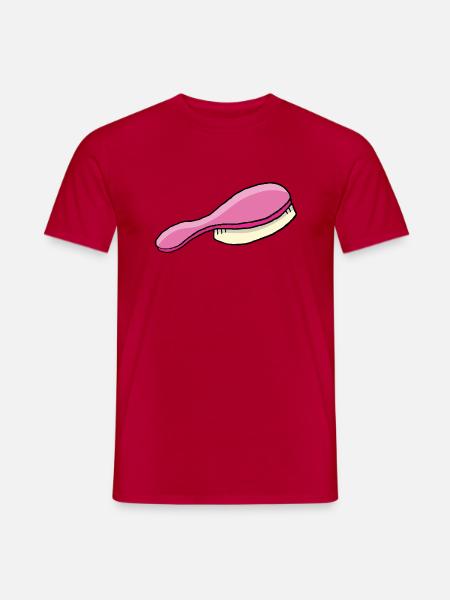 Pinke Haarbürste | Bürste - Männer T-Shirt - Rot