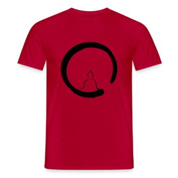 Buddha Enso Line Art - Minimalist - Men's T-Shirt - red - Front - AI Model Male 178 dark (178cm)