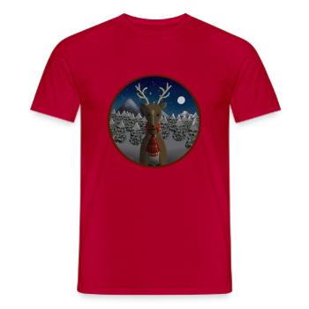 Des rennes dans un paysage hivernal étoilé - T-shirt homme - rouge - Devant - AI Model Male 178 dark (178cm)
