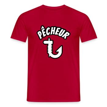 Pêcheur hameçon - T-shirt homme - rouge - Devant - AI Model Male 178 dark (178cm)