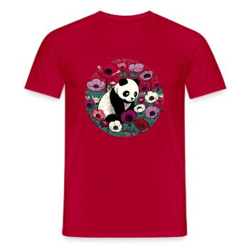 Flower Panda Bear - Men's T-Shirt - red - Front - AI Model Male 178 dark (178cm)
