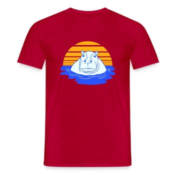 Nilpferd schwimmt Wasser Sonne Süß Comic Cartoon - Männer T-Shirt - Rot - Vorne - AI Model Male 178 dark (178cm)