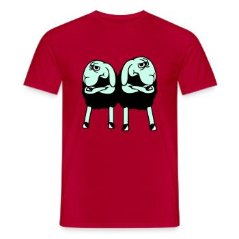 2 Sheep Crossed Arms Offended Friends Team - Men's T-Shirt - red - Front - AI Model Male 178 dark (178cm)