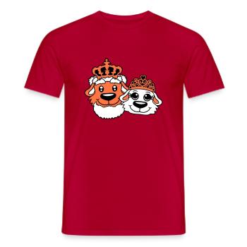 Deux Chiens Couronne Roi Reine Souverain Majesté - T-shirt homme - rouge - Devant - AI Model Male 178 dark (178cm)