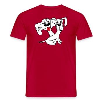 2 Dogs Looking Funny Funny Silly Sitting Cool - Men's T-Shirt - red - Front - AI Model Male 178 dark (178cm)