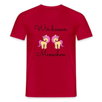 Wir hassen Menschen Einhorn - Männer T-Shirt - Rot - Vorne - AI Model Male 178 dark (178cm)