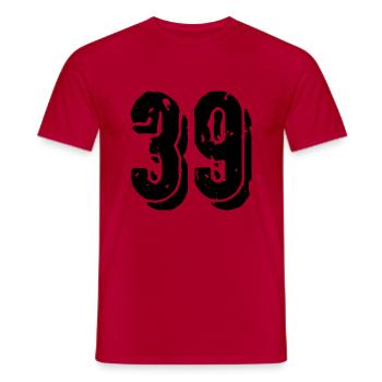 39 Number jersey - Men's T-Shirt - red - Front - AI Model Male 178 dark (178cm)