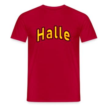 Halle - Männer T-Shirt - Rot - Vorne - AI Model Male 178 dark (178cm)