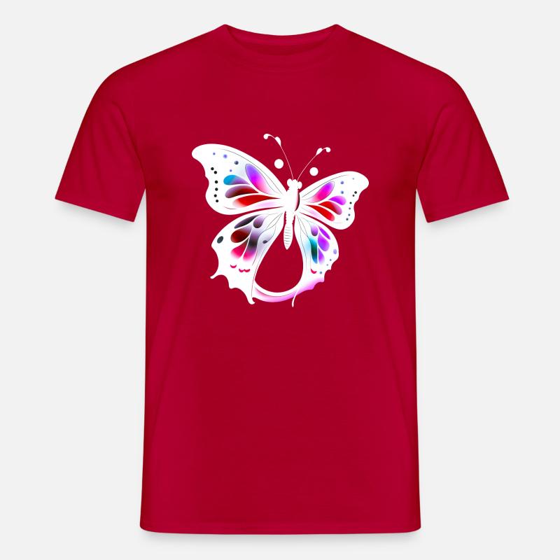 Mehrfarbiger Schmetterling - Männer T-Shirt - Rot