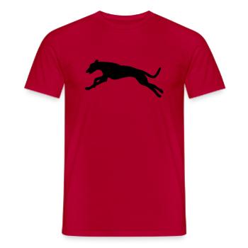 Laufender Hund - Männer T-Shirt - Rot - Vorne - AI Model Male 178 dark (178cm)
