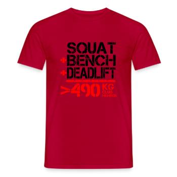 Dynamophilie 490 kg Membre du Club - T-shirt homme - rouge - Devant - AI Model Male 178 dark (178cm)